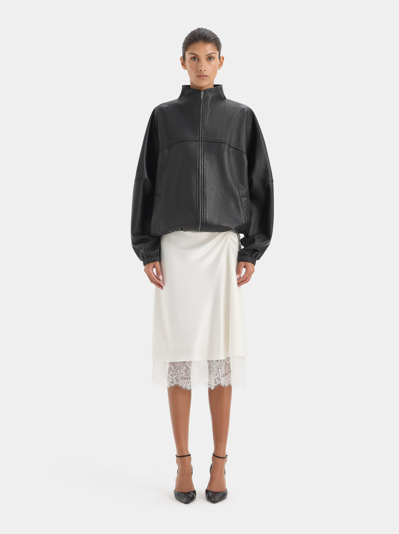 Cazadora Bomber Oversize Mujer Cuello Alto