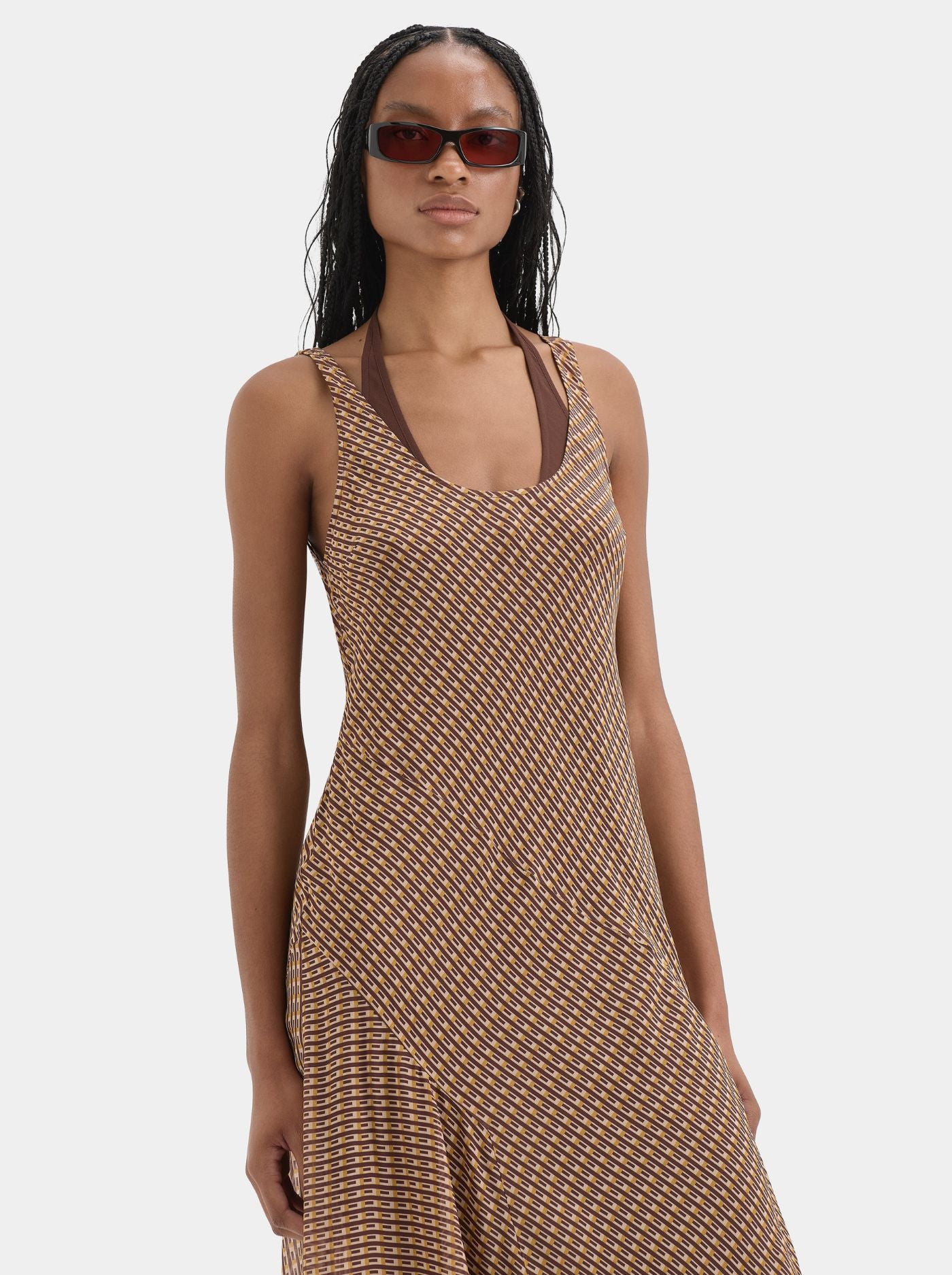 Vestido Midi de Capas Mujer Bajo Asimétrico