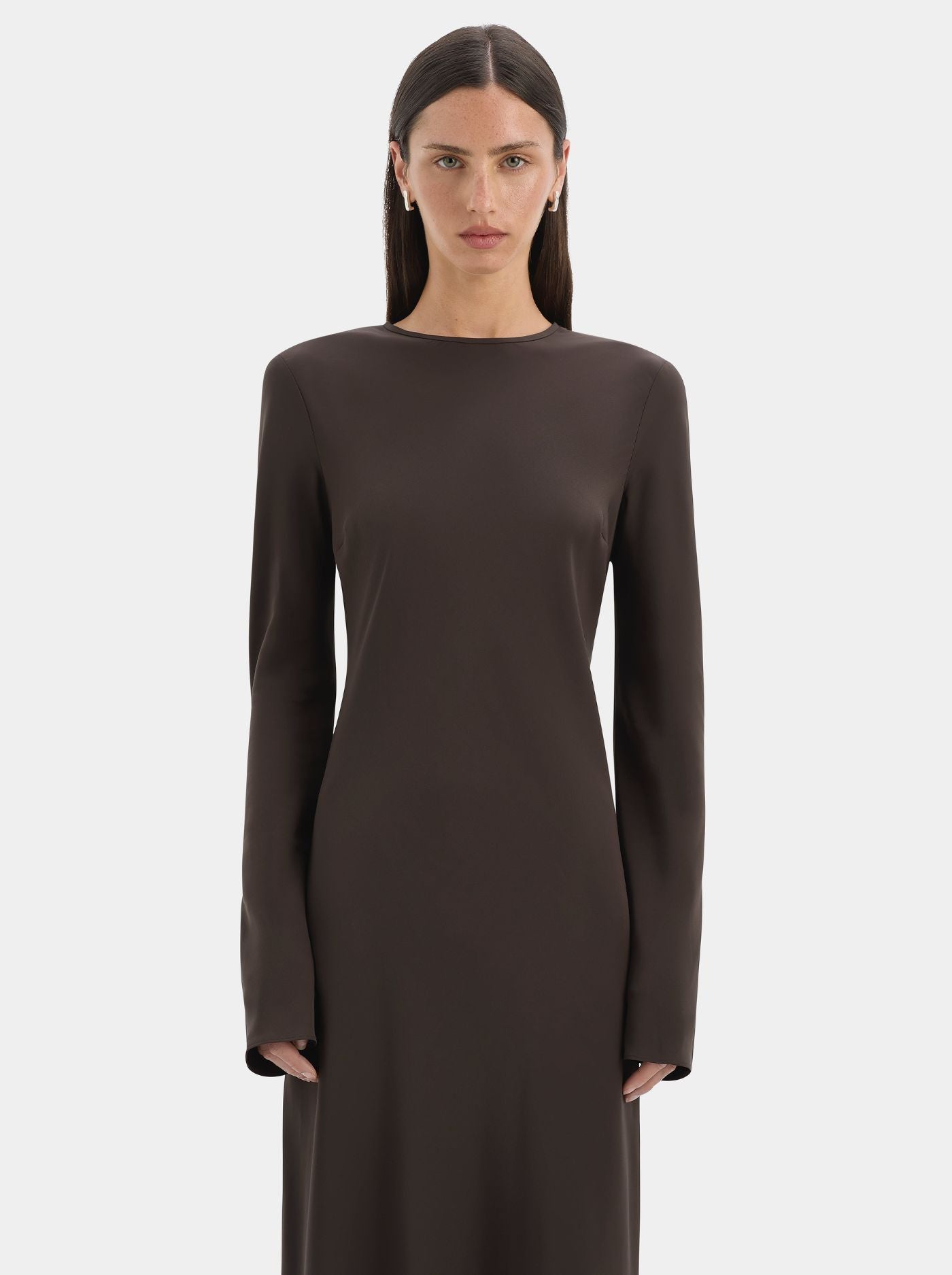 Vestido Camisero Manga Larga Mujer Detalles de Encaje