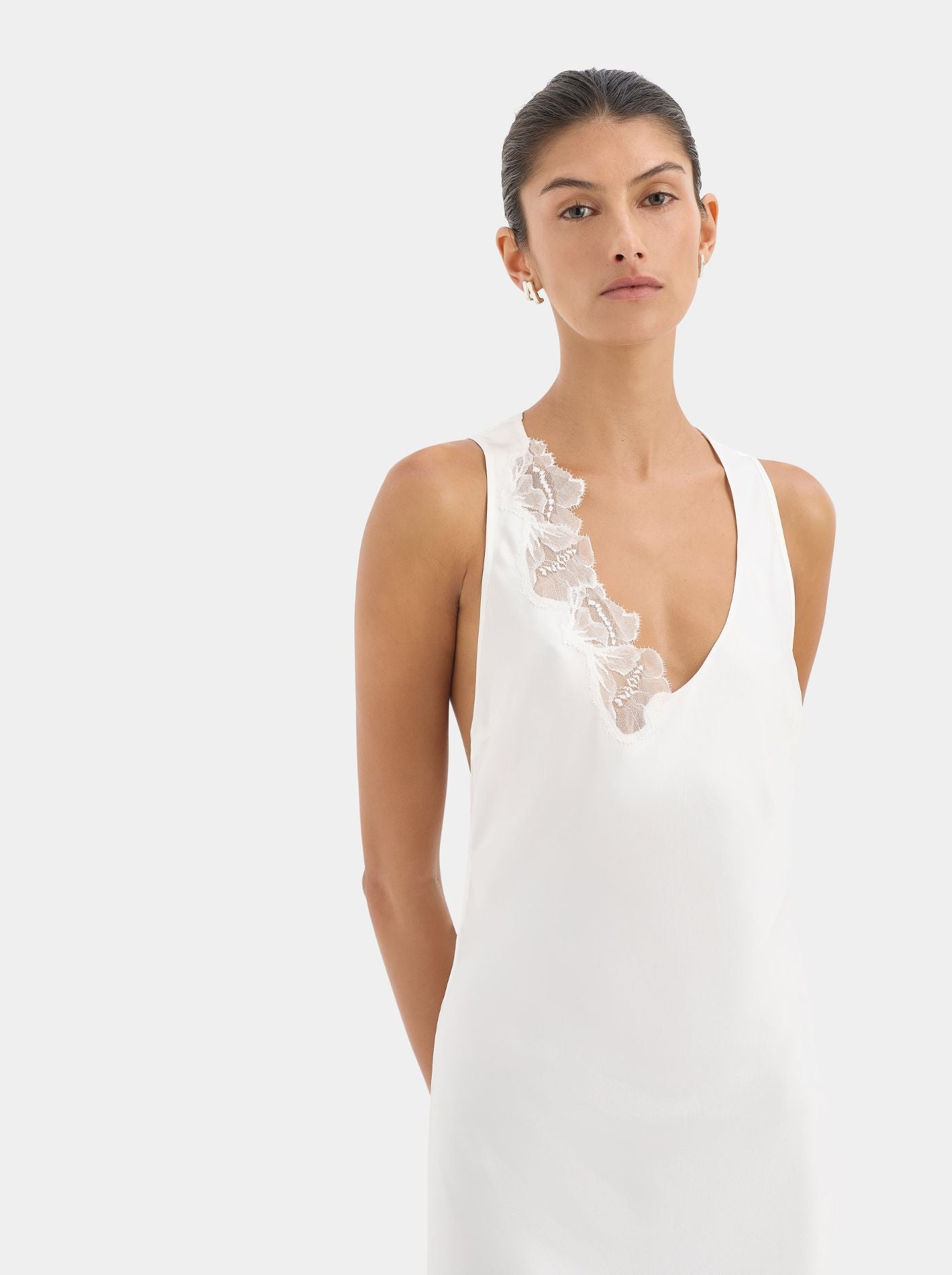 Vestido Largo de Satén Mujer Espalda Racerback