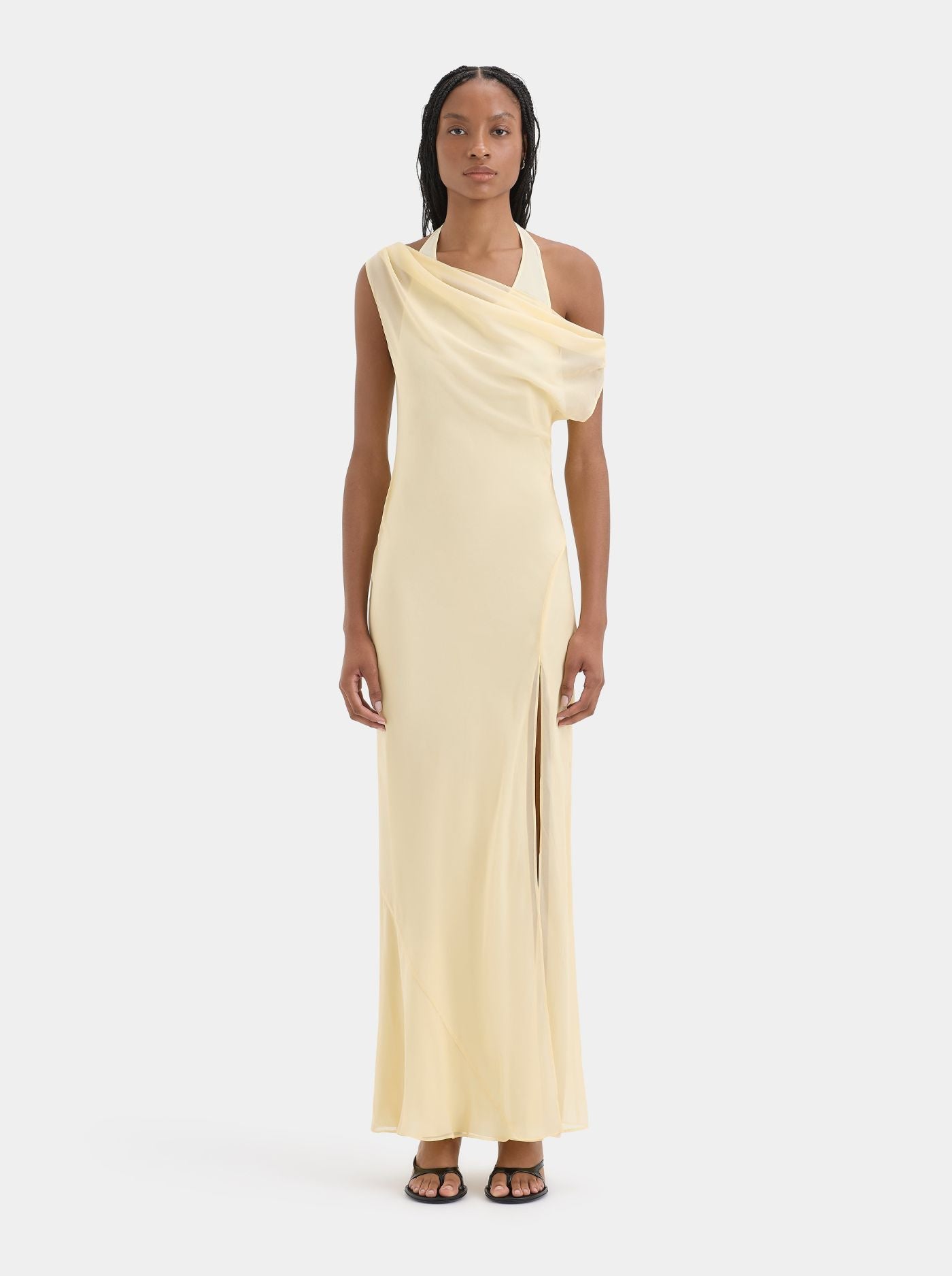 Vestido Largo Off-Shoulder Mujer Abertura Lateral