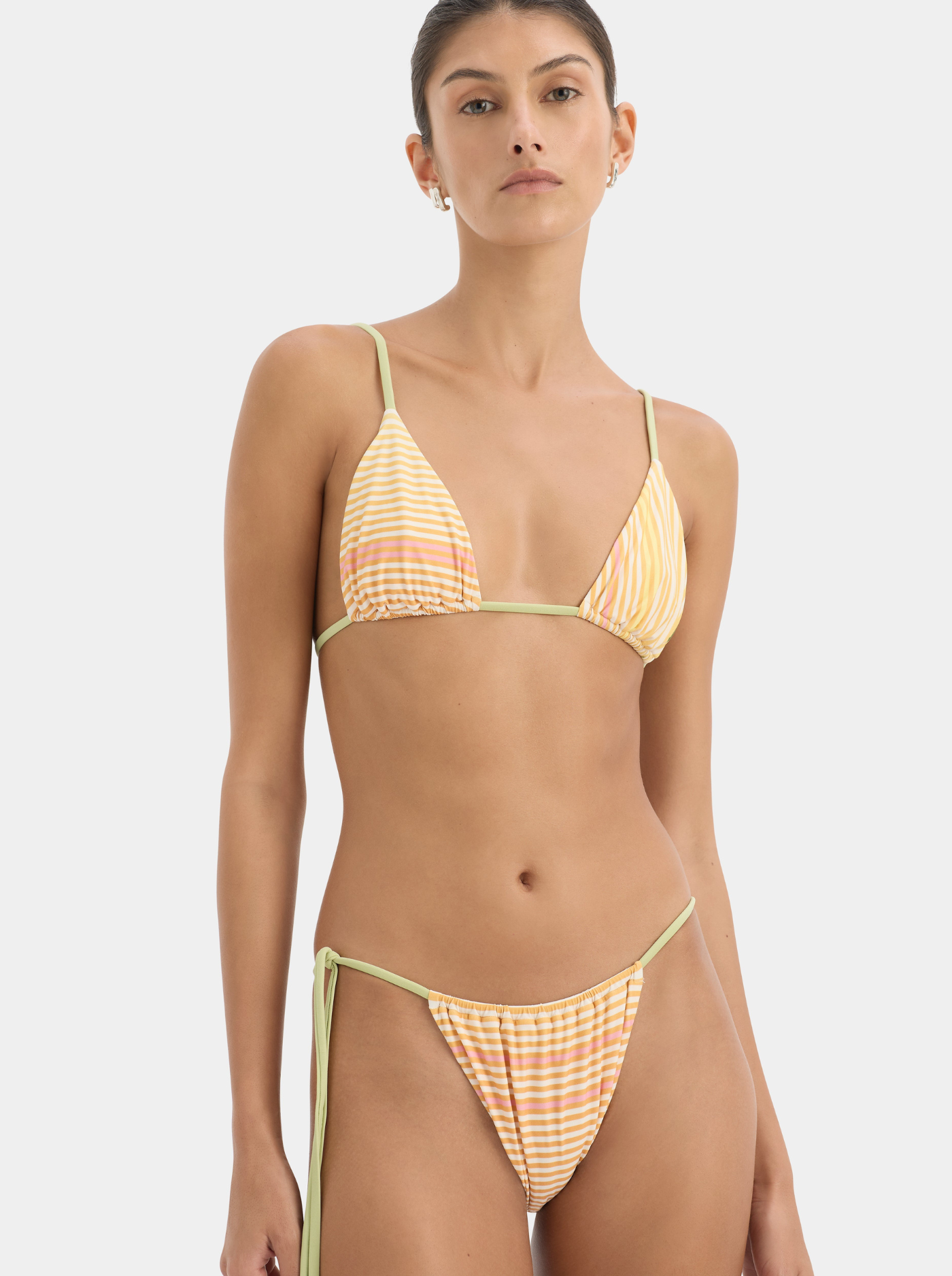 Braguita de Bikini Tiro Bajo Mujer Estampado de Rayas
