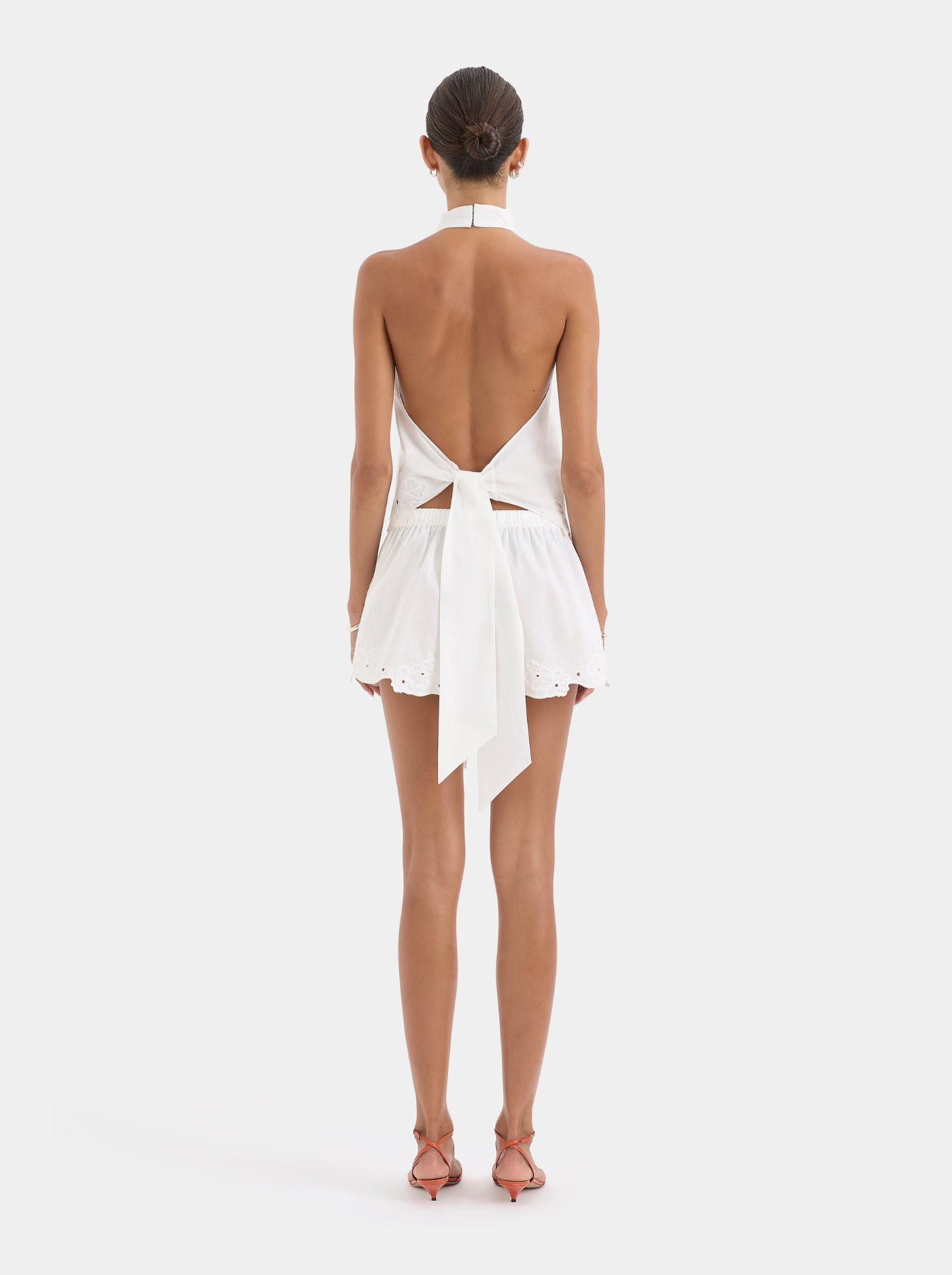 Top Anudado Bordado Mujer Cuello Halter Alto