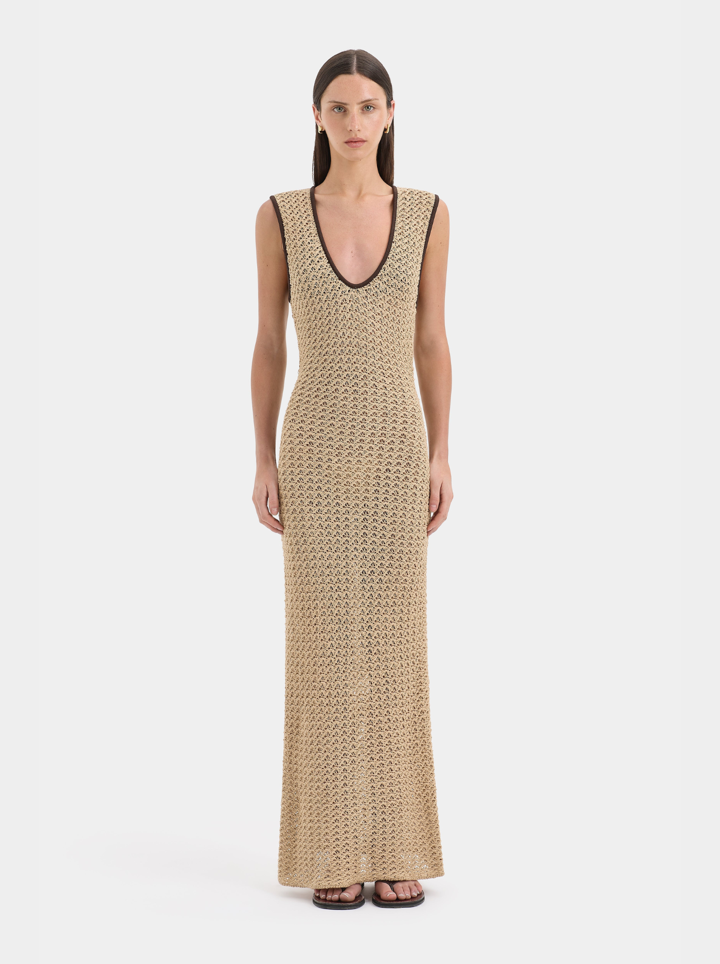 Vestido Midi de Ganchillo Mujer Espalda Abierta
