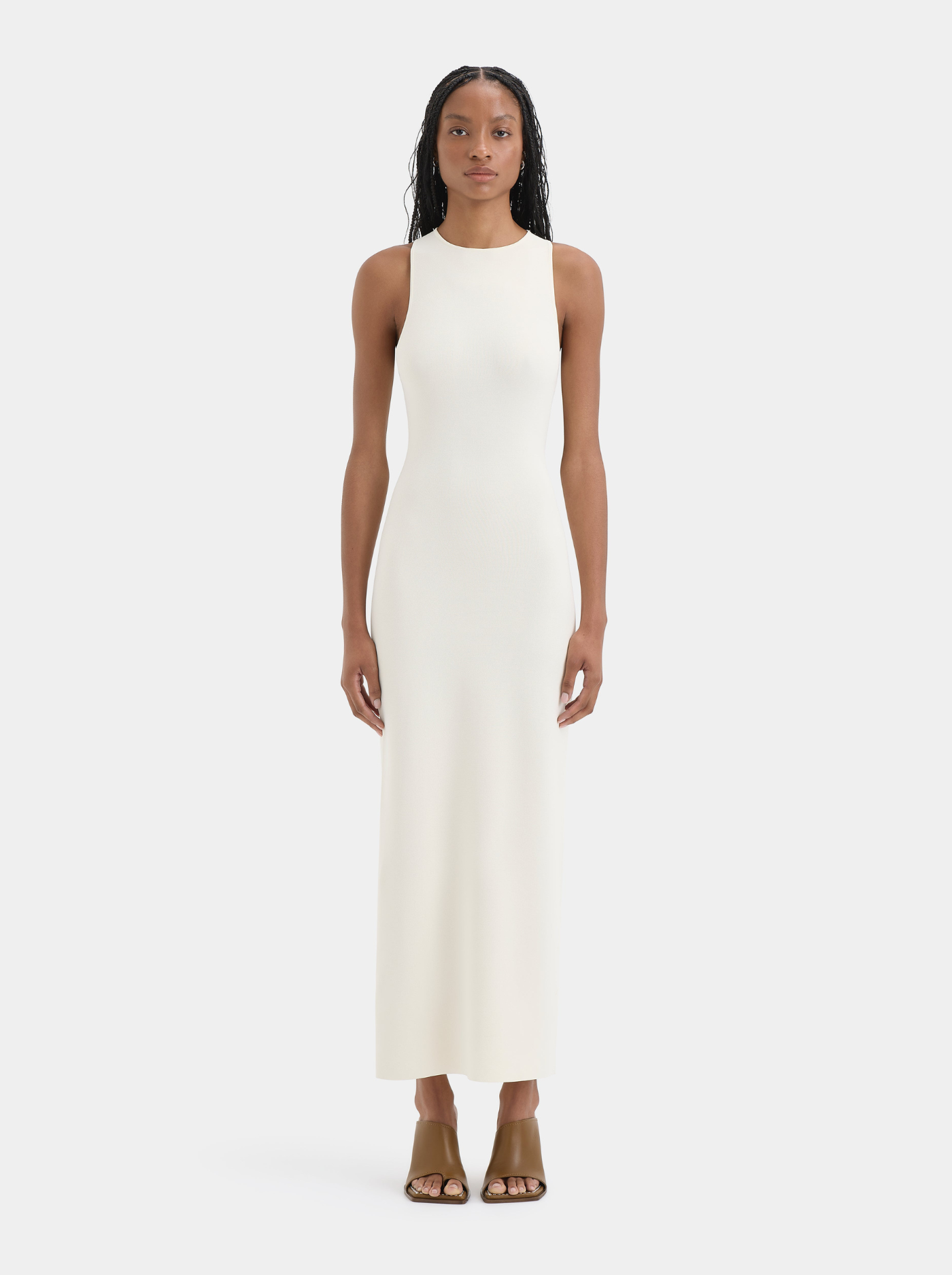 Vestido Midi Espalda Cruzada Mujer Detalle de Cuentas