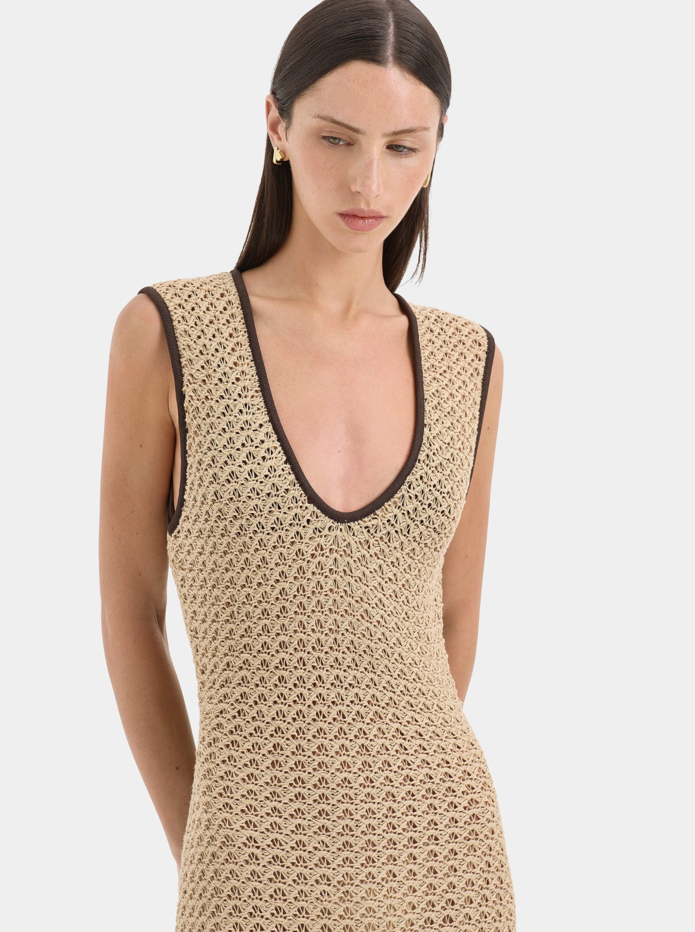 Vestido Largo Lencero Satinado Mujer Espalda Baja