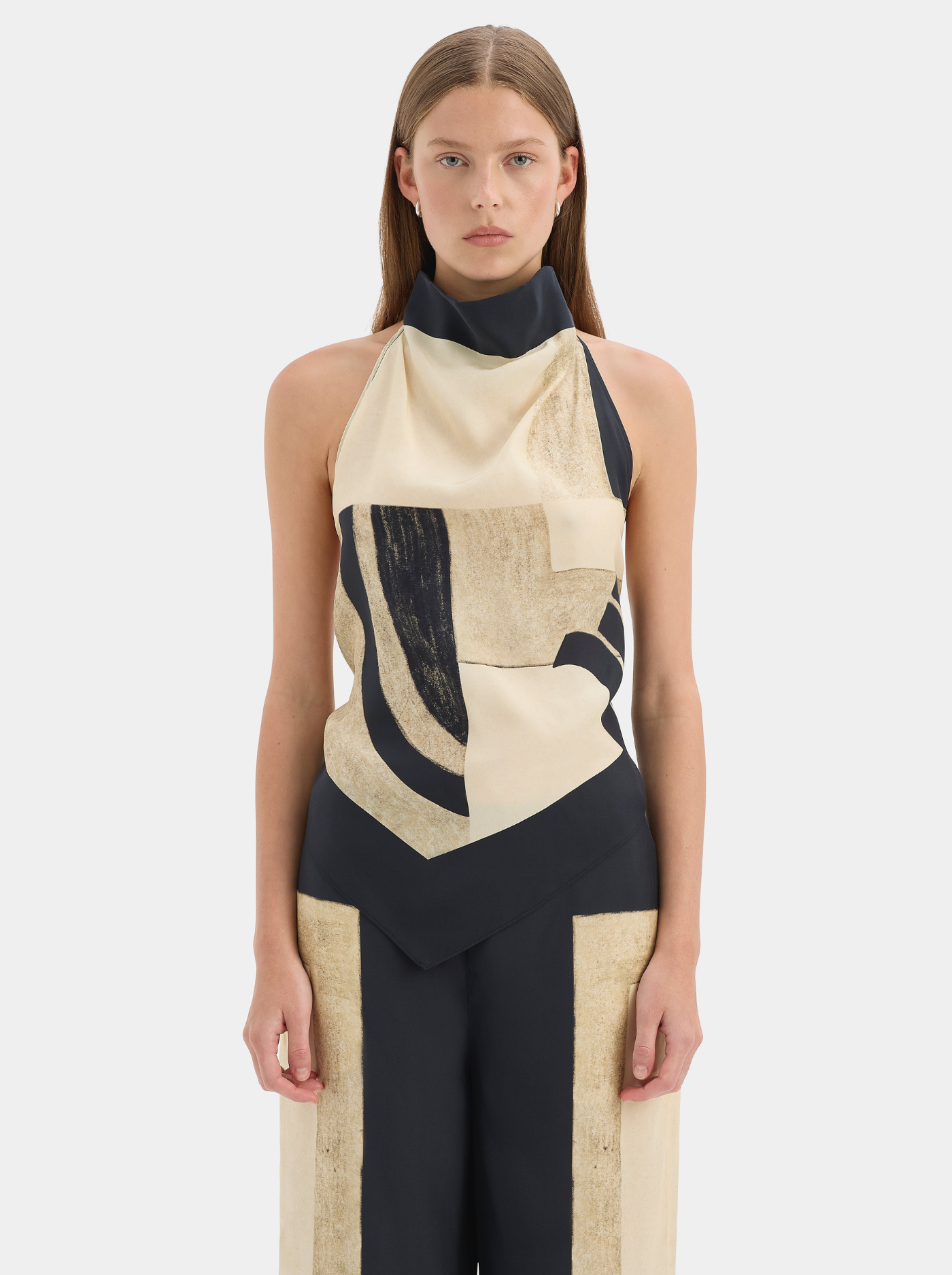 Top Halter de Seda Mujer Bajo Asimétrico